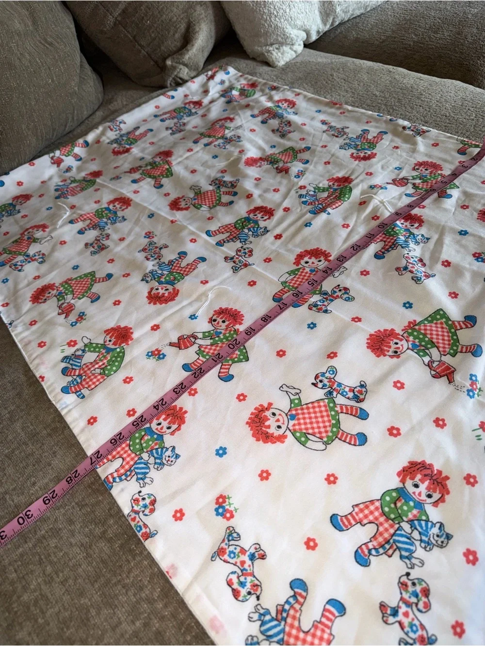 Vintage Handmade Raggedy Ann Baby Blanket Reversible Hearts